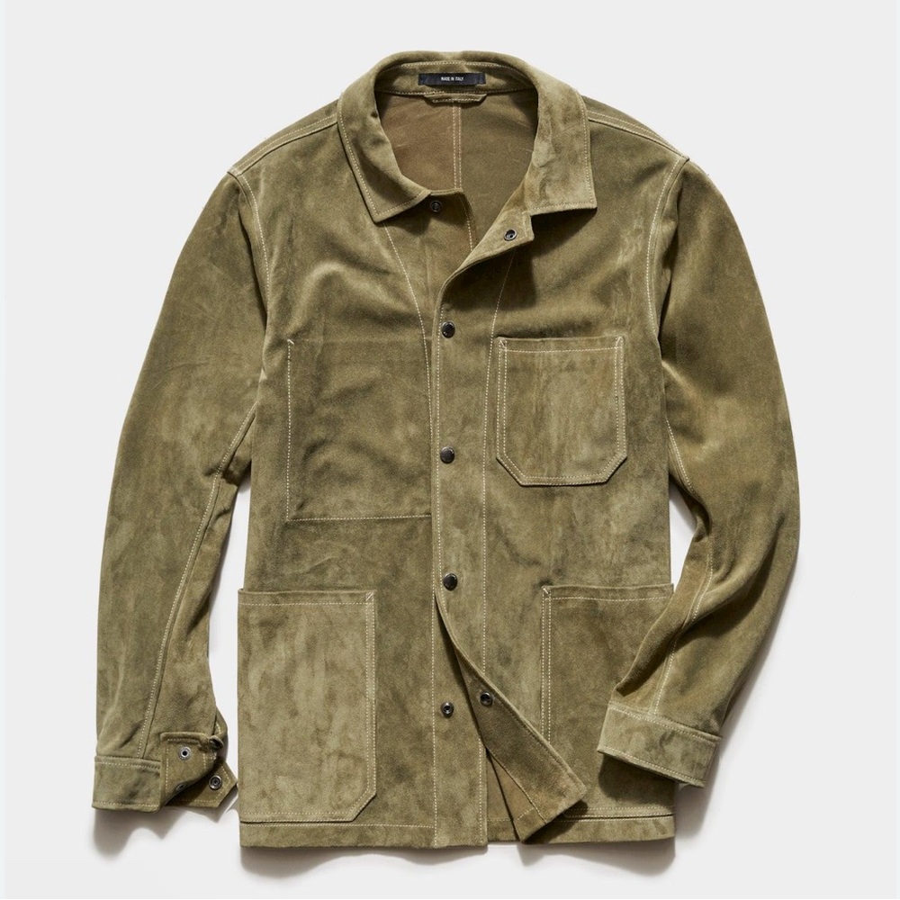 NEW TODD SNYDER Italian SUEDE leather M CHORE JACKET Green